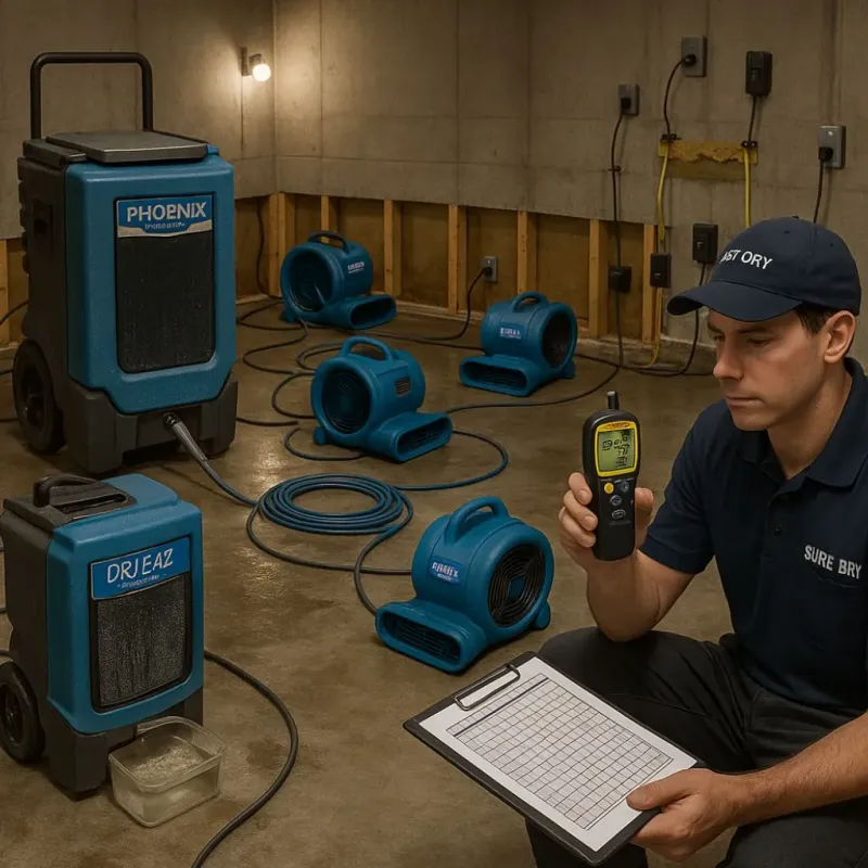 Structural Drying and Dehumidification process in Colma, CA